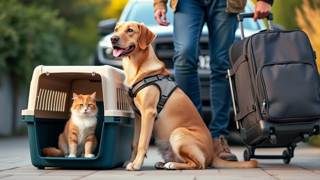 Dog and cat ready to travel.
